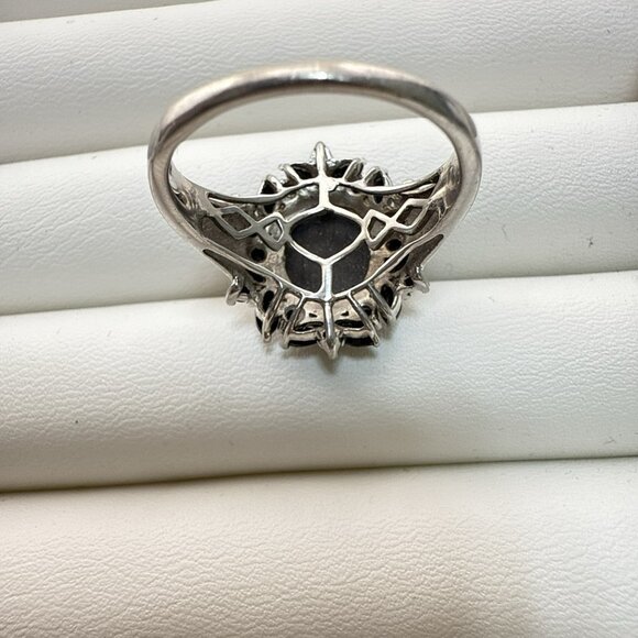 Chuck Clemency Sterling Silver Ring Black Gemstone Cabochon STS 9 QVC Spinel - Picture 10 of 13